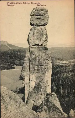 Ak Pfaffendorf Königstein an der Elbe Sächsische Schweiz, Barbarine, Papstein