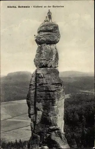 Ak Pfaffendorf Königstein an der Elbe Sächsische Schweiz, Barbarine, Kletterer