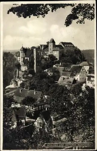 Ak Hohnstein Sächs. Schweiz, Blick zum Schloss mit Umgebung