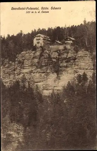 Ak Hohnstein Sächsische Schweiz, Brandhotel Polenztal