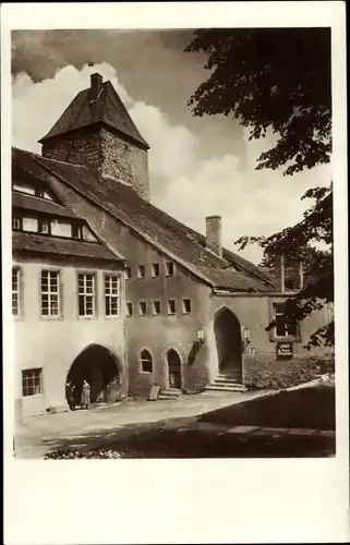 Ak Hohnstein in der Sächsischen Schweiz, Oberer Burghof der Jugendburg