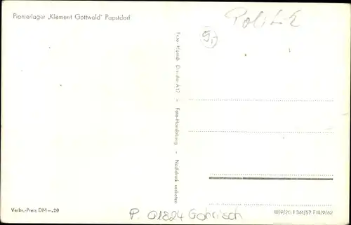 Ak Papstdorf Gohrisch in Sachsen, Pionierlager Klement Gottwald