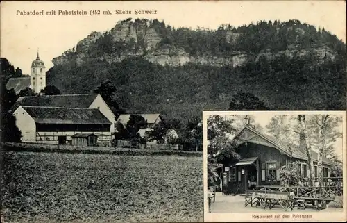 Ak Papstdorf Gohrisch in Sachsen, Papststein, Restaurant