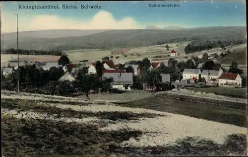 Ak Kleingießhübel Reinhardtsdorf Schöna in Sachsen, Schrammsteine, Panorama vom Ort