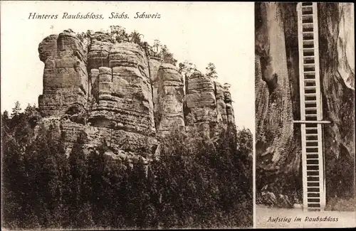 Ak Sebnitz Sächsische Schweiz, Hinteres Raubschloss am Zeughaus