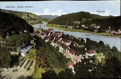 Ak Stadt Wehlen an der Elbe Sachsen, Ort mit Umgebung, Pötzscha