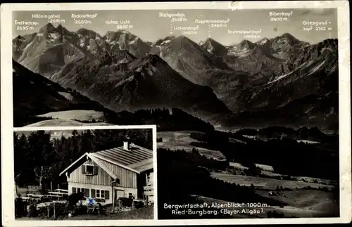 Ak Burgberg im Allgäu, Ried, Bergwirtschaft Alpenblick, Panorama