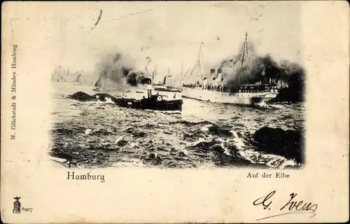 Ak Hamburg, Auf der Elbe, Dampfschiffe