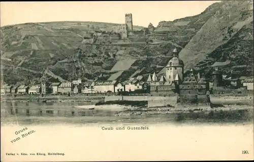 Ak Kaub in Rheinland Pfalz, Blick auf den Ort und Gutenfels, Pfalz