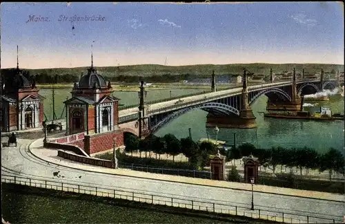 Ak Mainz am Rhein, Straßenbrücke