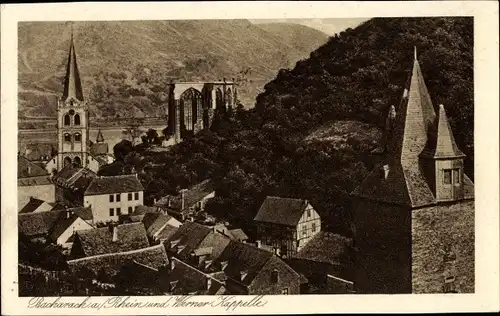 Ak Bacharach am Rhein, Rhein mit Werner Kapelle