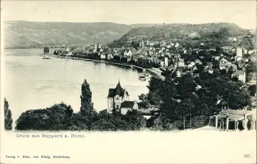 Ak Boppard am Rhein, Panorama vom Ort