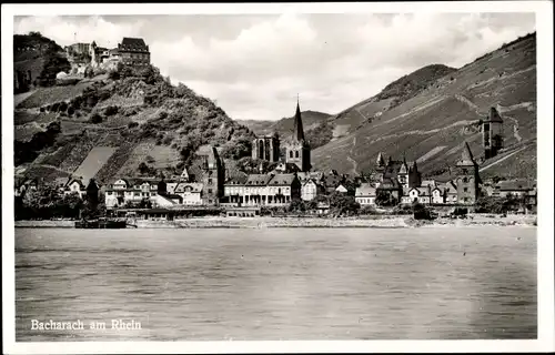 Ak Bacharach am Rhein, Panorama vom Ort