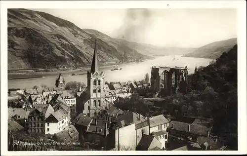 Ak Bacharach am Rhein, Ortsansicht mit Wernerkapelle