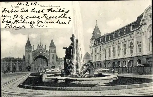 Ak Hamburg Altona, Stuhlmannbrunnen