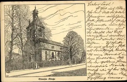 Künstler Ak Hamburg Altona Ottensen, Ottenser Kirche