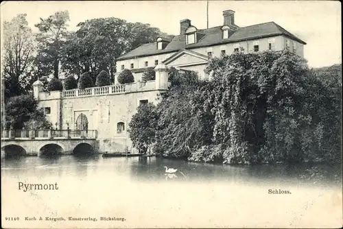 Ak Bad Pyrmont in Niedersachsen, Schloss, Brücke