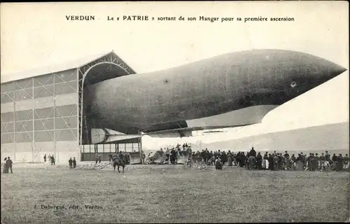 Ak Verdun, Le dirigeable Patrie sortant de son Hangar pour sa premiere ascension, Luftschiff