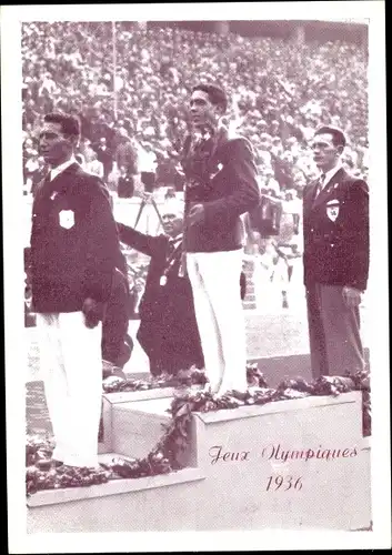 Ak Olympische Spiele 1936, Jean Despeaux, Masseur Kinesitherapeute, Reklame