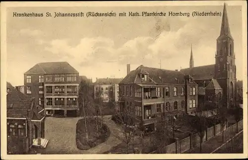 Ak Homberg am Rhein Duisburg im Ruhrgebiet, Krankenhaus St. Johannesstift, Kath. Pfarrkirche