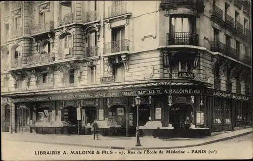 Ak Paris VI, Rue de l'Ecole de Medecine, Librairie A. Maloine & Fils