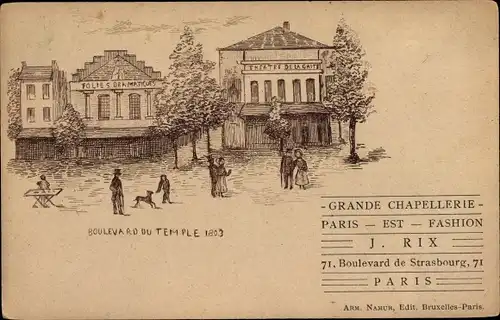 Handgemalt Ak Paris III, Boulevard du Temple 1803, Theatre