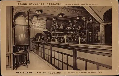 Ak Paris II Bourse, Rue Favart, Restaurant Italien Poccardi