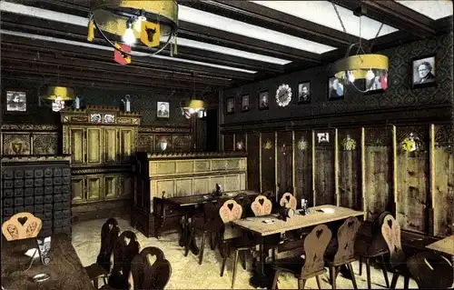 Ak Weggis Kanton Luzern, Hotel Post und Terminus, Weggiser Stübli