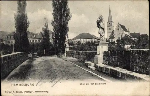 Ak Hammelburg in Unterfranken Bayern, Blick auf der Saalbrücke