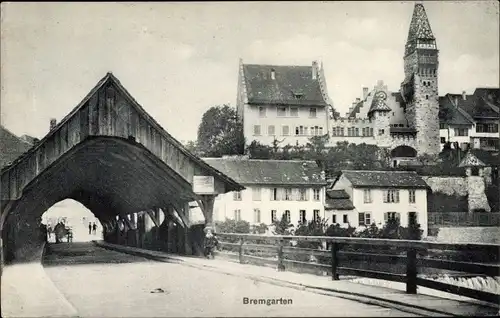 Ak Bremgarten Kanton Aargau, Ortsansicht, Brücke, Fluss, Häuser