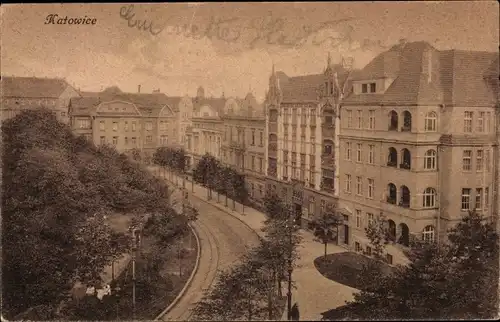 Ak Katowice Kattowitz Oberschlesien, Straßenpartie