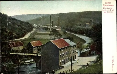 Ak Rittershausen Barmen Oberbarmen Wuppertal, Blombacherbach, Lasken, Fabrik