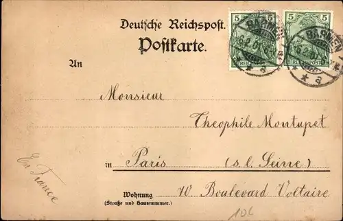 Litho Barmen Wuppertal, Kriegerdenkmal, Töchterschule, Schwanenteich, Stadtansicht