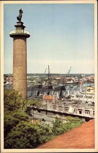 Ak Göteborg Schweden, Hamnen och Kampanilen, Blick auf den Hafen