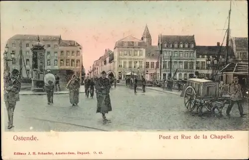 Ak Oostende Ostende Westflandern, Pont et Rue de la Chapelle