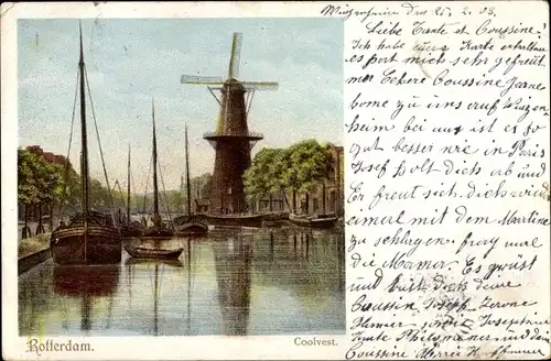 Ak Rotterdam Südholland Niederlande, Coolvest, Windmühle
