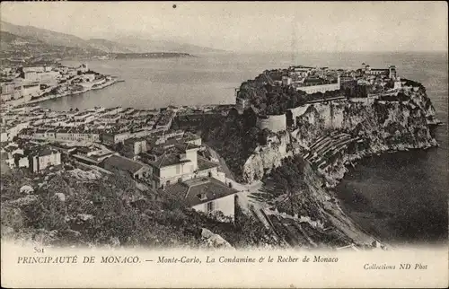 Ak Monte Carlo Monaco, La Condamine, Le Rocher de Monaco