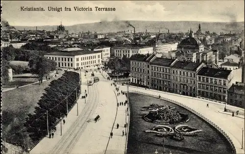 Ak Kristiania Christiania Oslo Norwegen, Utsigt fra Victoria Terrasse