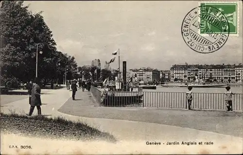 Ak Genève Genf Schweiz, Jardin Anglais et rade