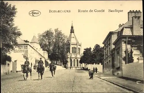Ak Bon Secours Bonsecours Péruwelz Hennegau, Route de Conde, Basilique