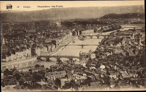 Ak Liège Lüttich Wallonien, Panorama des Ponts