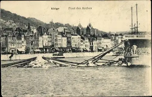 Ak Liège Lüttich Wallonien, Pont des Arches, zerstörte Brücke, Stadt