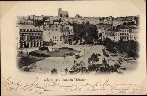 Ak Liège Lüttich Wallonien, Place du Theatre
