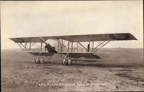 Ak Aeroplane Caudron Type G3 Sport, Franz. Propellermaschine