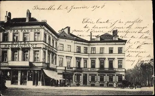 Ak Bruxelles Brüssel, Hotel-Restaurant Flora Tavern, Kutsche