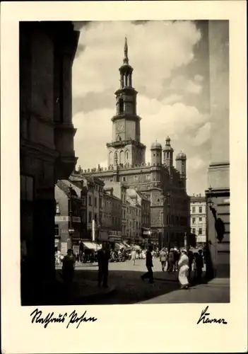 Ak Poznań Posen, Partie am Rathaus