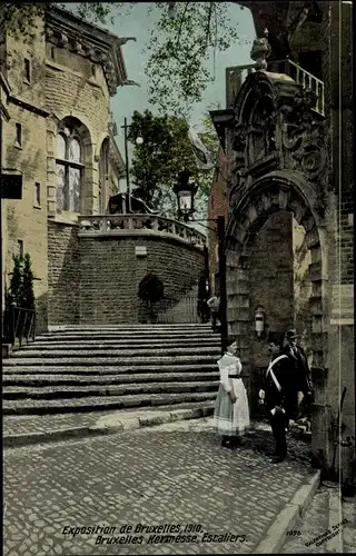 Ak Bruxelles Brüssel, Exposition 1910, Kermesse, Escaliers