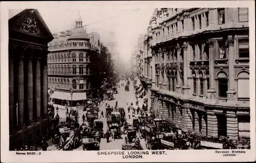 Ak Greater London, Cheapside looking west, Bank