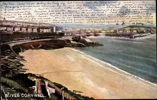 Künstler Ak St Ives Cornwall England, Strandansicht