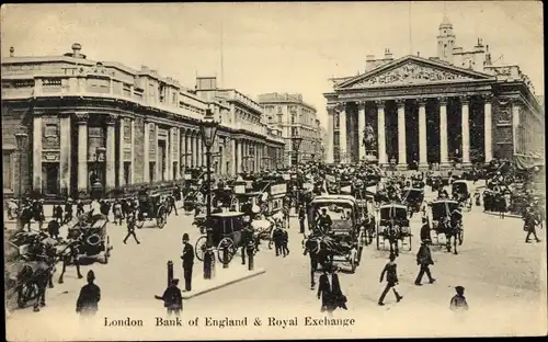 Ak London City England, Bank of England and Royal Exchange
